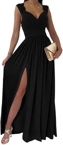 Womens 2025 Formal Dresses Wrap V-Neck Ruched Sexy Bridesmaid Wedding Guest Maxi Dresses
