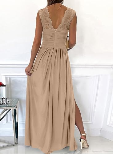 Womens 2025 Formal Dresses Wrap V-Neck Ruched Sexy Bridesmaid Wedding Guest Maxi Dresses