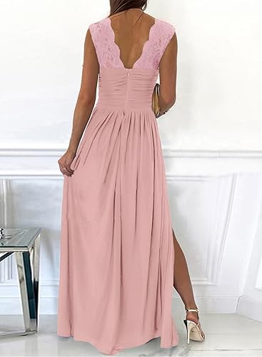 Womens 2025 Formal Dresses Wrap V-Neck Ruched Sexy Bridesmaid Wedding Guest Maxi Dresses