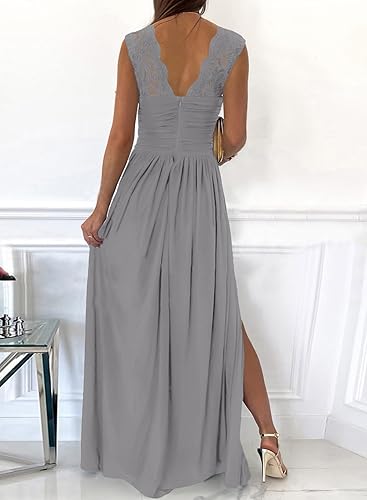 Womens 2025 Formal Dresses Wrap V-Neck Ruched Sexy Bridesmaid Wedding Guest Maxi Dresses